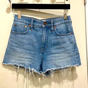 High rise denim shorts.